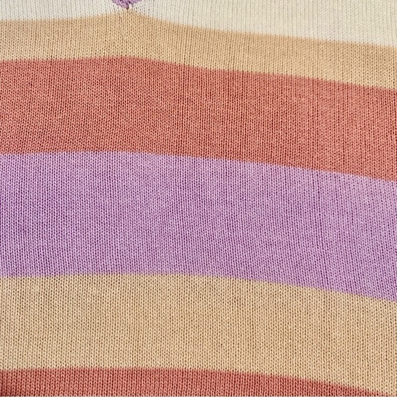NWT Sweater Vest 2X Abound 100% Cotton Striped Knit Lilac Purple White V-Neck - Picture 10 of 13